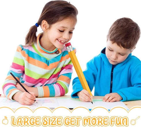 Leinuosen Giant Yellow Wooden Pencils, 14 Inch, 3 Pcs - Fun Novelty Props for Kids, School, Office, Christmas Party Favors by Leinuosen