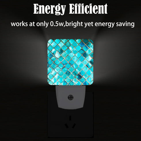 FSHVQKD Turquoise Blue Night Light,Plug Into Wall Decor for Stairway,Hallway,Kitchen,Dusk to Dawn Sensor Nightlights