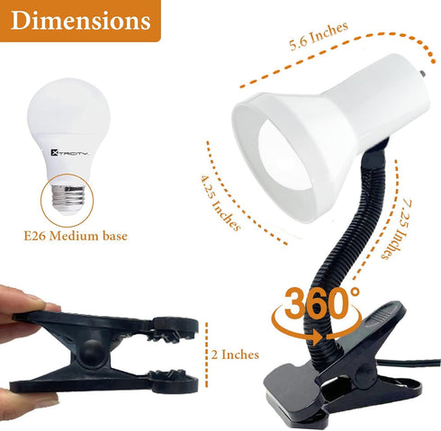Xtricity LED Clip-on Desk Lamp with 360° Flexible Gooseneck, Reading Light for Bed Headboard, 2 Pack
