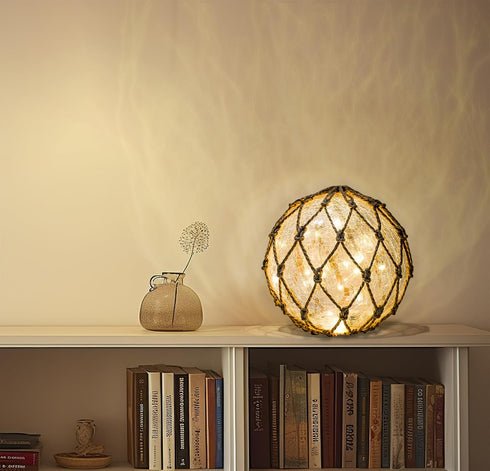 8.6" SAILINGSTORY Glass Fishing Float Nautical Lamp Coastal Beach Decor Cracked Glass Ball Night Light