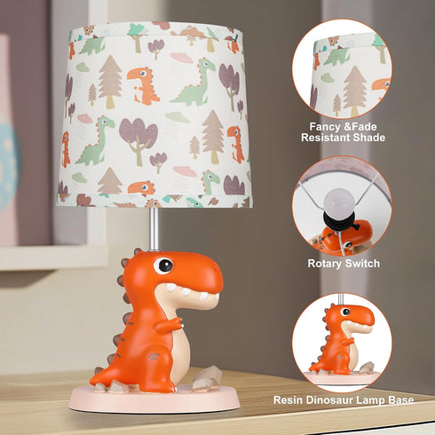 1 Bulb Hamucd Single Dinosaur Bedside Table Lamp for Kid Bedroom Decor,Nursery Nightstand Lamp for Boy Girls,Cute Desk