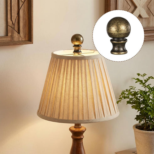 Tweruna 2 PCS Brass Lamp Finials Screw On, Antique Brass Lamp Toppers Screw On, Metal Lamp Knob Replacement Screw on