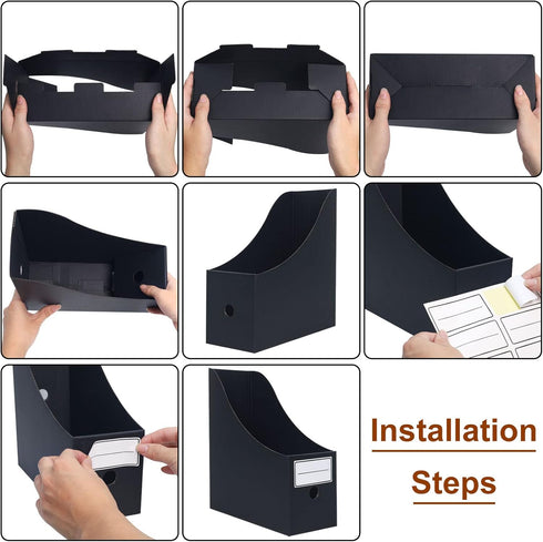 Magazine File Holder (6 Pack) – Cardboard Document Organizer for School, Office, Home Magazine Storage