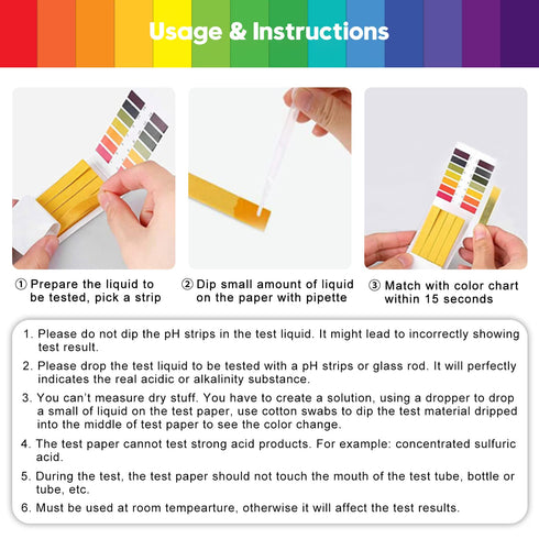 7 Pack 560 1-14 pH Test Strips, Strips pH Universal Litmus Test Paper for Soap Making Water Wine Saliva Urine Soil Pet