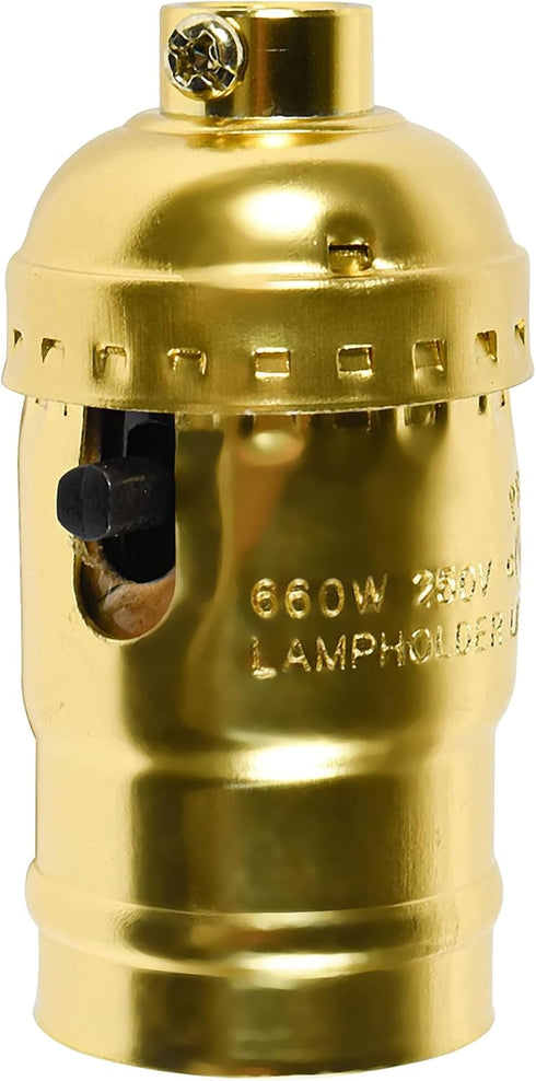2-Pack E26 Bulb 1/8 HQRP ON-Off Lamp Holder, Light Socket, for Floor and Table Lamps, DIY Project, IP Threads, UL