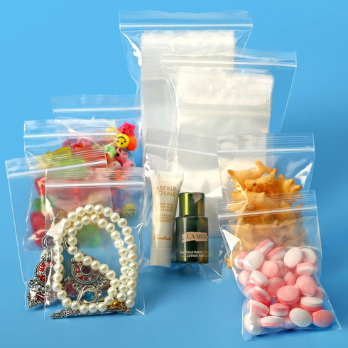 Premium 2 X 3 in (100 Count) Small Poly Zipper Bags, Clear Small Baggies with Strong Locking Seal