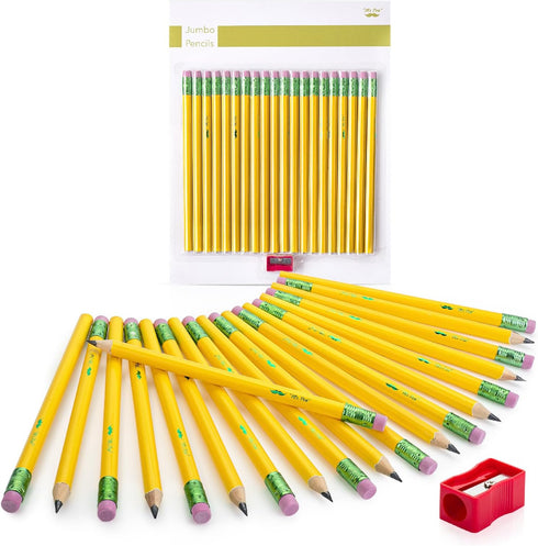 Mr. Pen Jumbo Pencils, 20 Pencils with 1 Sharpener, Fat Pencils for Kids Ages 2-4, Thick Pencils for Preschoolers