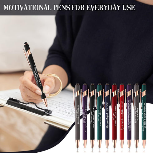 Inspirational Pens Thank You Gifts, Black Ink Motivational Quote Touch Pens, Employee Appreciation Gifts, 50 Pcs