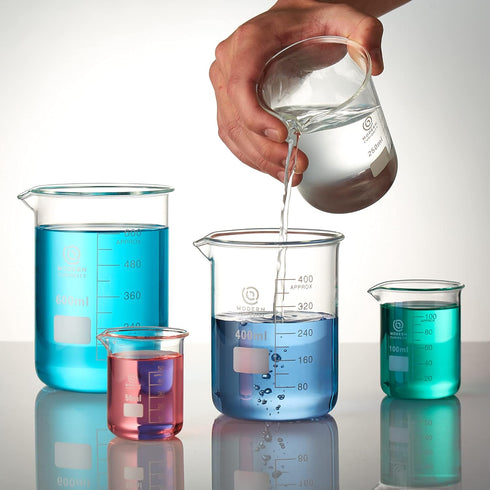 Glass Beakers Set - Borosilicate Glass, Science Chemistry Classroom Supplies for Education, Research Labs (50-600mL,