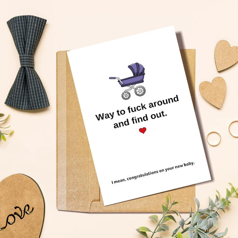 Naixiwen Funny Baby Shower Card for Girl Boy, Lovely New Baby Congratulations Card, Congrats on Pregnancy Card for New