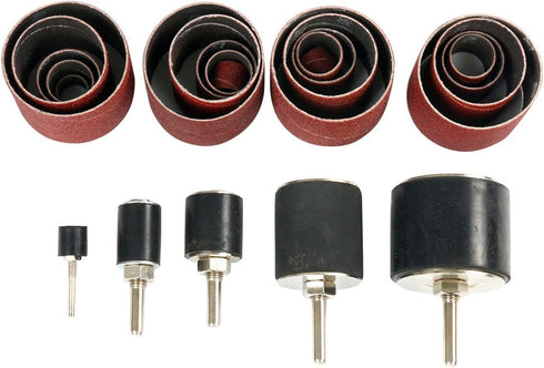 8milelake 25pcs Sanding Round Drum Set for Woodworking, Drill Press Sander Sleeves Tool