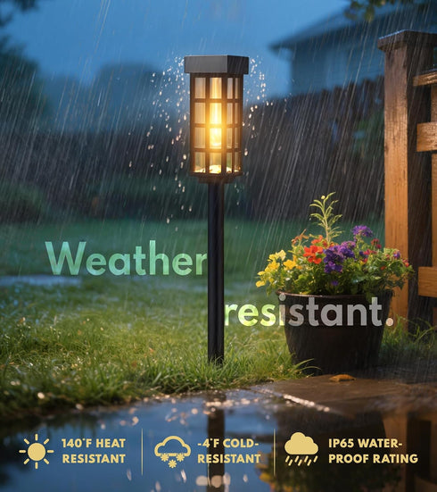 24 Inch IP65 PASAMIC Solar Pathway Lights Outdoor, Tall Solar Landscape Lights, Waterproof Outdoor Lights, Warm White