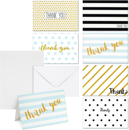 Juvale Thank You Cards with Envelopes - 4x6 In, 144-Pack, 6 Assorted