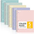 SUNEE 5 Pack Spiral Notebooks, 1-Subject, College Ruled Paper, 8" x 10-1/2", 70 Sheets per Notebook, Pink, Purple,