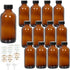 STARSIDE 12 Pack 8 oz Amber Glass Bottles with Lids, 240ml Round Boston Bottles for Essential Oils, Juices