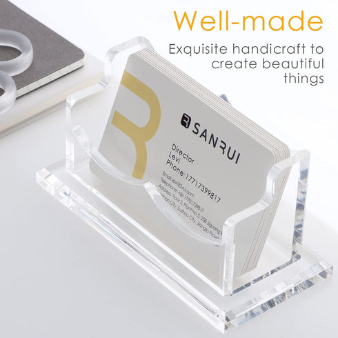 SANRUI Clear Horizontal Business Card Holder Stand, Acrylic Display Rack for Desk, 1 Tier, 60 Card Capacity