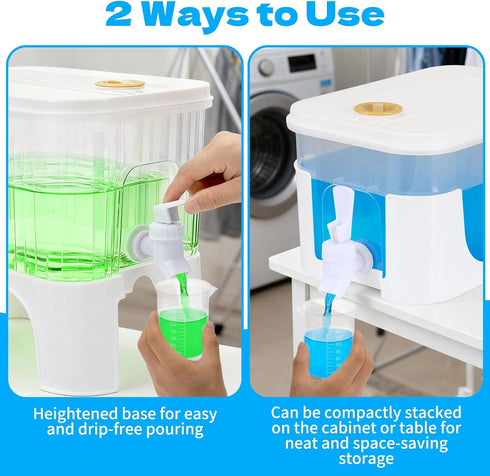Wenceda 2 1.32 Pcs Laundry Detergent Dispenser, Gallon Liquid Soap Dispenser with Faucet, Fabric Softener Storage