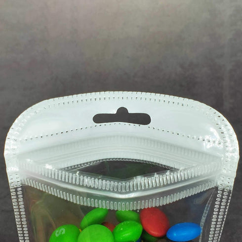 (100, 6.30 inch 9.45 inch) Clear Window Half White Plastic Resealable Bags with Butterfly Hang Hole for Jewelry