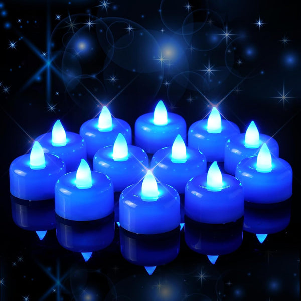 Amagic 24 Pack Blue Flameless LED Tea Lights Candles Battery Operated, Electric