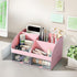 Desk Organizer with 6 Compartments and 2 Drawers, Plastic Makeup Organizer for School Home Office Supplies