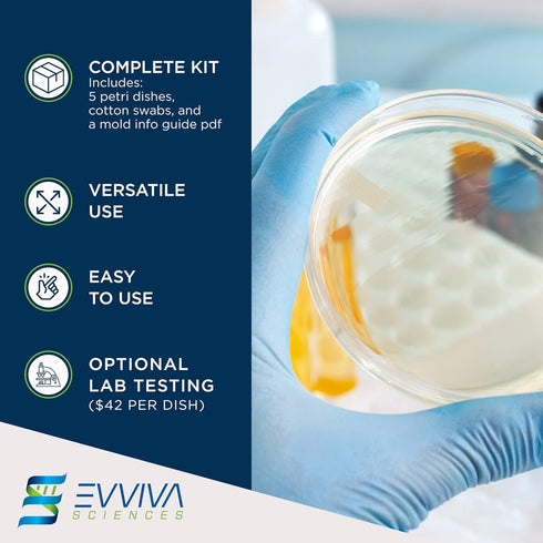 Evviva Sciences Mold Test Kit for Home, 5 Simple Detection Tests with Optional Lab Analysis