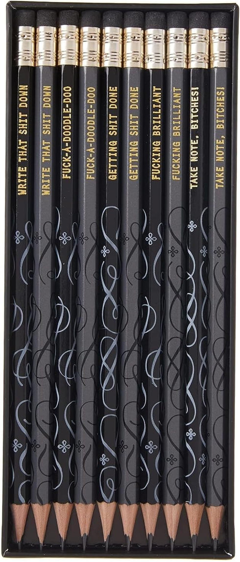 Chronicle Books F*cking Brilliant Pencil Set, 10-Piece Wooden Pencils with Inspirational Profanity