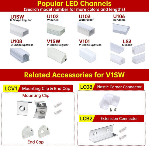 Muzata 20PACK V-shape LED Channel Extension Connectors for V1SW Aluminum LED Channel for Seamless Lighting Project