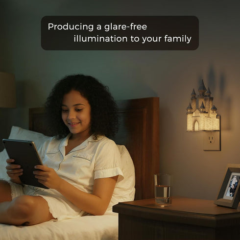 3D Dimmable 3000K L LOHAS LED Castle Night Lights Plug into Wall, Night Light for Kids, Built-in Dusk to Dawn Sensor