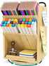 Bamboo Desk Organizer Storage Accessories, Ultra-large 13 Compartments, Easy DIY Assembly, Rotating Desktop Organizer
