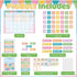 Set Pastel Crayon Calendar Bulletin Board Pastel Crayon Classroom Cutouts Decoration with Seasons Festival Weather Days