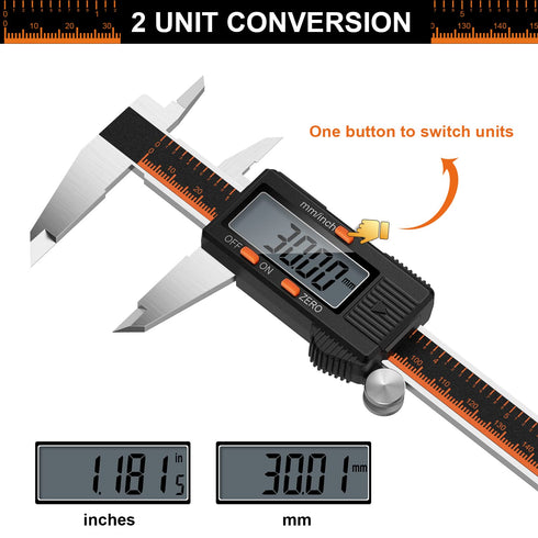 HARDELL Digital Caliper, 6 Inch Stainless Steel Measuring Tool, Large LCD Screen, Electronic Micrometer