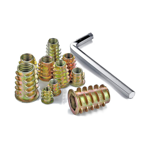 265 Pcs M4/M5/M6/M8/M10 Nut Inserts, Zinc Alloy Screw Inserts Assortment for Wood Furniture Fastener Connector