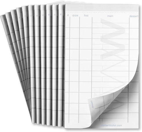 Waiter Wallet Pads | (12 Pack) Guest Check Pads | Perforated, Stapled