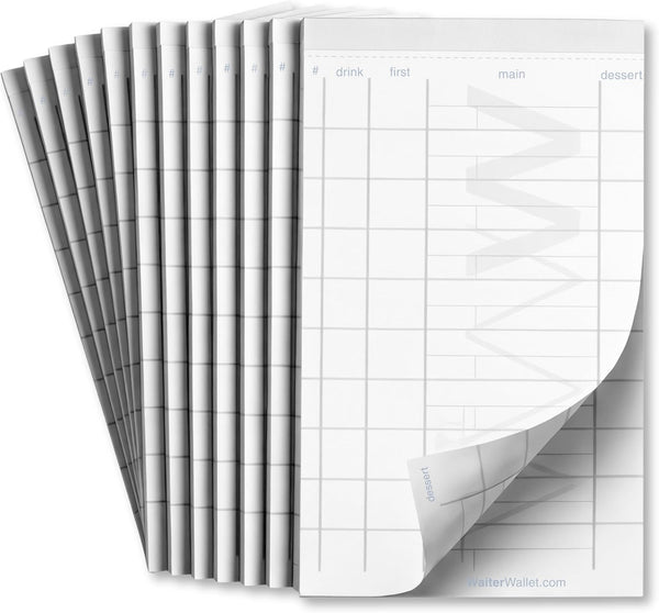 Waiter Wallet Pads | (12 Pack) Guest Check Pads | Perforated, Stapled