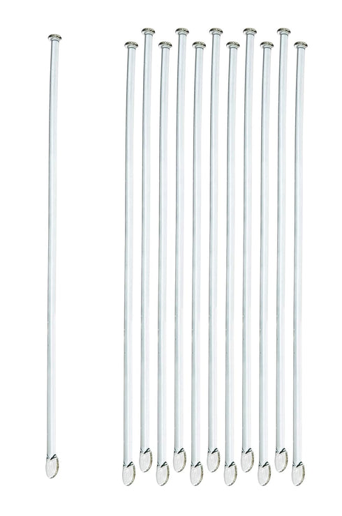 EISCO 10PK Glass Stirring Rods, 7.9" - Spade & Button Ends, 6mm Diameter for Laboratory or Home Use