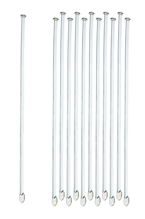 EISCO 10PK Glass Stirring Rods, 7.9" - Spade & Button Ends, 6mm Diameter for Laboratory or Home Use