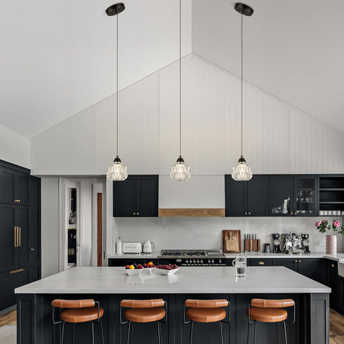 1-Light Weesalife Crystal Chandeliers for Dining Room Lights Fixture Over Table, Black Modern Pendant Light