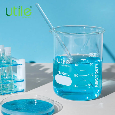 6pcs Heavy Duty Glass Beakers, 150ml (5oz), Borosilicate 3.3 Glass with Double Scaled Graduation