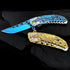Pocket Knife for Men, Cool Folding Knife with 3D Blue Dragon Embossed Relief, Great EDC Gift for Outdoor Survival
