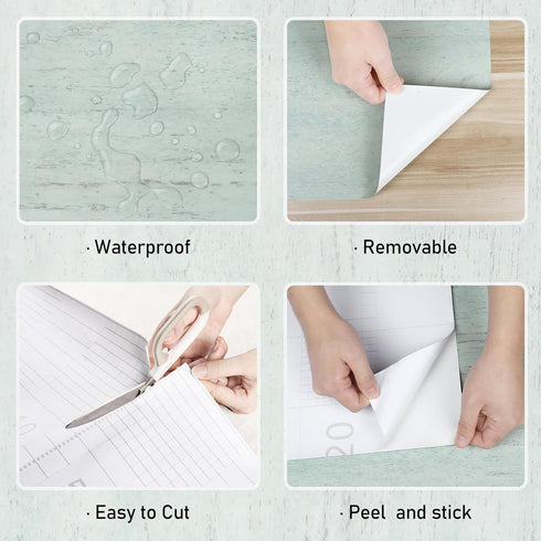 Green Wood Contact Paper 15.7"x 78.7" Peel and Stick Waterproof Vinyl for Cabinets and Shelf Liner
