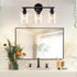 3-Light 18.51" DLLT Bathroom Light Fixtures: Black Modern Vanity Lights with Clear Glass Shade - Bathroom Wall Lamp