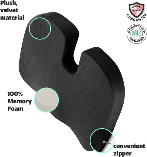 Pillow Arcade Tailbone Seat Cushion Office Chair Pillow - Orthopedic | Memory Foam | Relieves Back, Pressure, Sciatica