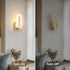 JERANDO 3000K Modern LED Wall Sconces, Acrylic Gold Wall Lamp, Warm White Indoor Wall Light, Hardwired Wall Mount
