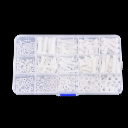 Assortment Kit with M2 M2.5 M3 M4 M5 M6 Nylon Screws Nuts Washers, Screw Storage Box (420PCS)