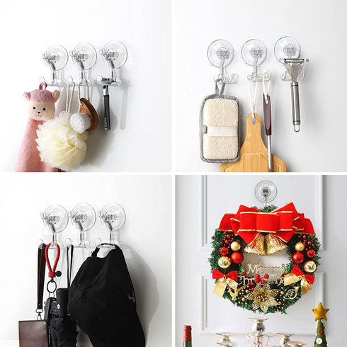 Teletrogy 4 Pack, Suction Cup Razor Holder Reusable Powerful Shower Suction Hooks for Inside Shower, Waterproof Shaver