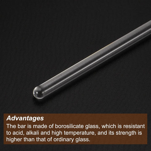 MECCANIXITY 3.3 Borosilicate Glass Stick, 7.87" Length Stir Rod Mixing Tools, Round Ends for Lab Kitchen Science