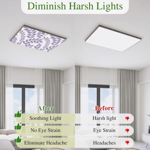 Cosozazon 4 Pack 4 2 10 Farm Plant Leaf Fluorescent Light Cover for Ceiling x Ft Lavender Purple Branch Leaves Linen