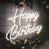 Fespcj 5v,16.5"*11" Happy Birthday Neon Sign Reusable Warm White LED Neon Night Light Birthday Party Decorations USB