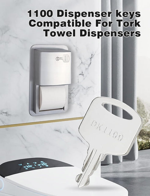 1100 1100 5-Pack Toilet Paper Dispenser Key Compatible for Tork SCA Paper Towel and Toilet Tissue Dispenser