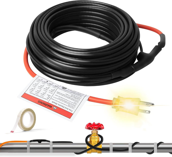Intelligent Pipe Heat Cable, 9Ft, 120V, Self-Regulating Heating Cable for Metal and Plastic Home Pipes, Energy-Saving